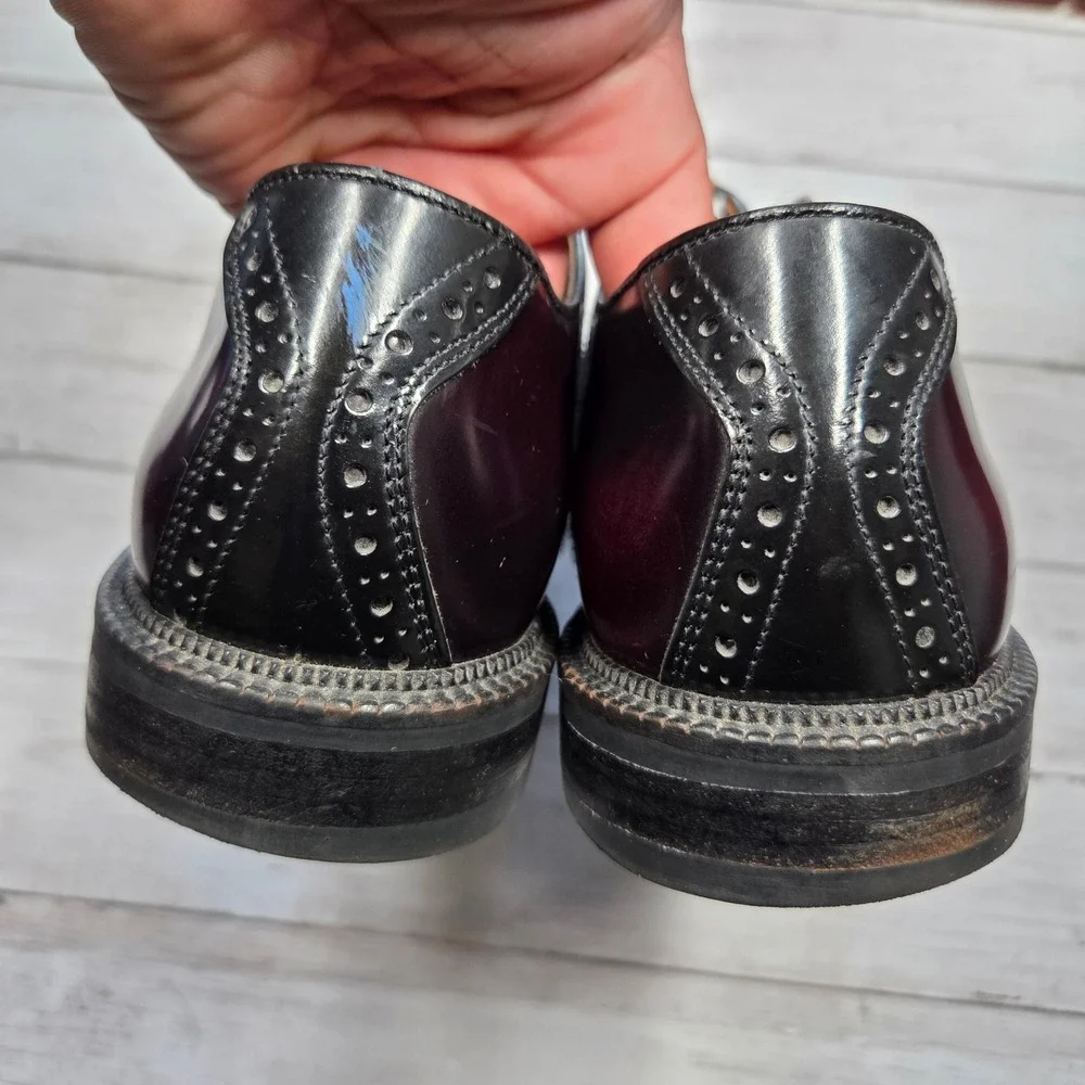 Johnston & Murphy Passport Saddle Oxford Mens 10M Black Burgundy Leather Italy